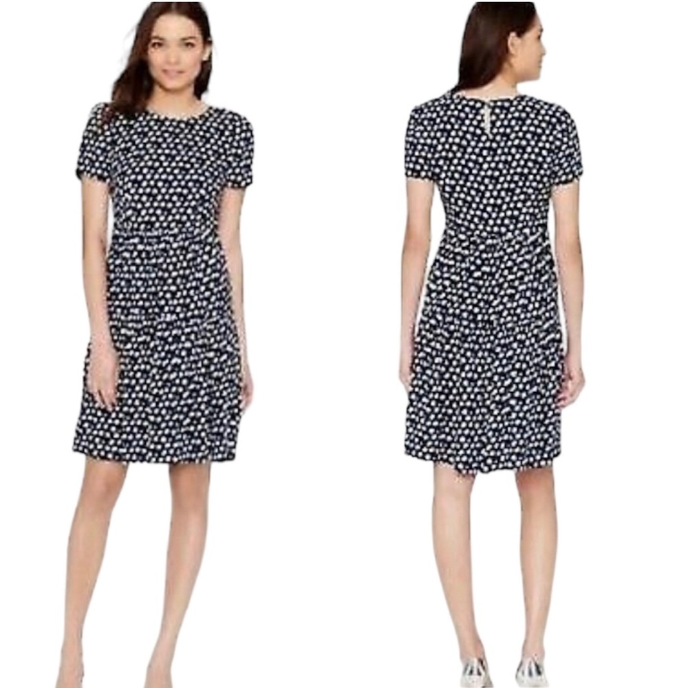 J. Crew Navy Blurred Floral Tiered Dress